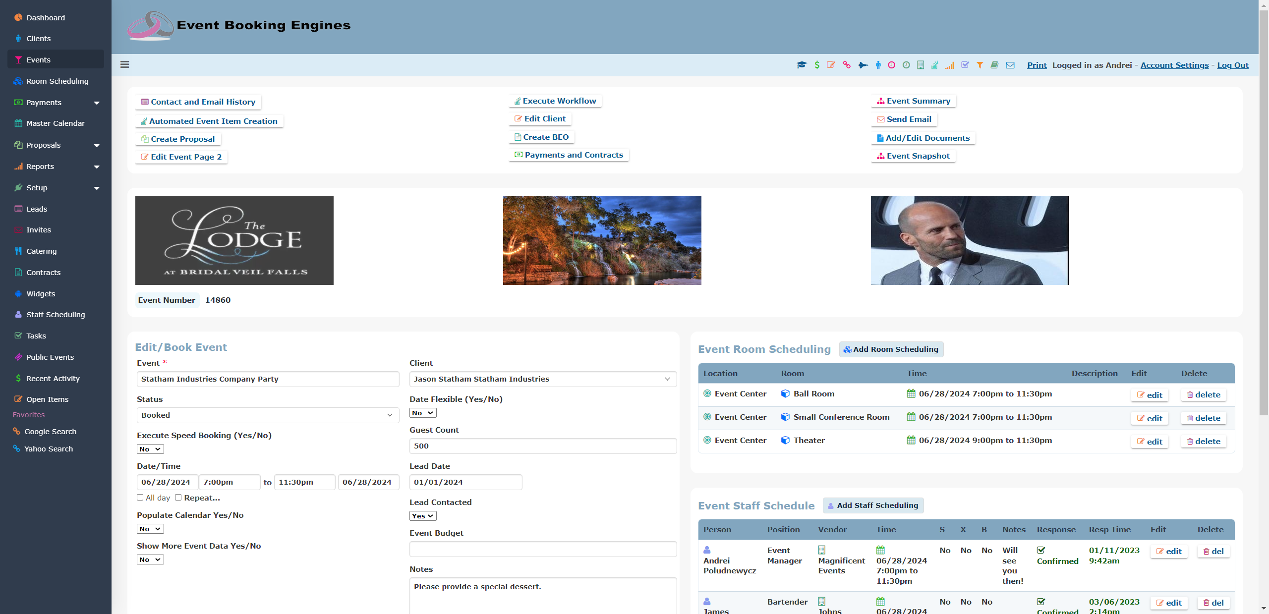 screenshot of Event Booking Engines